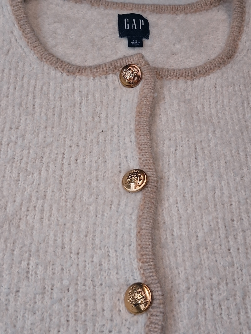 GAP Cream Knit Cardigan with Gold Buttons - Picture 5 of 6